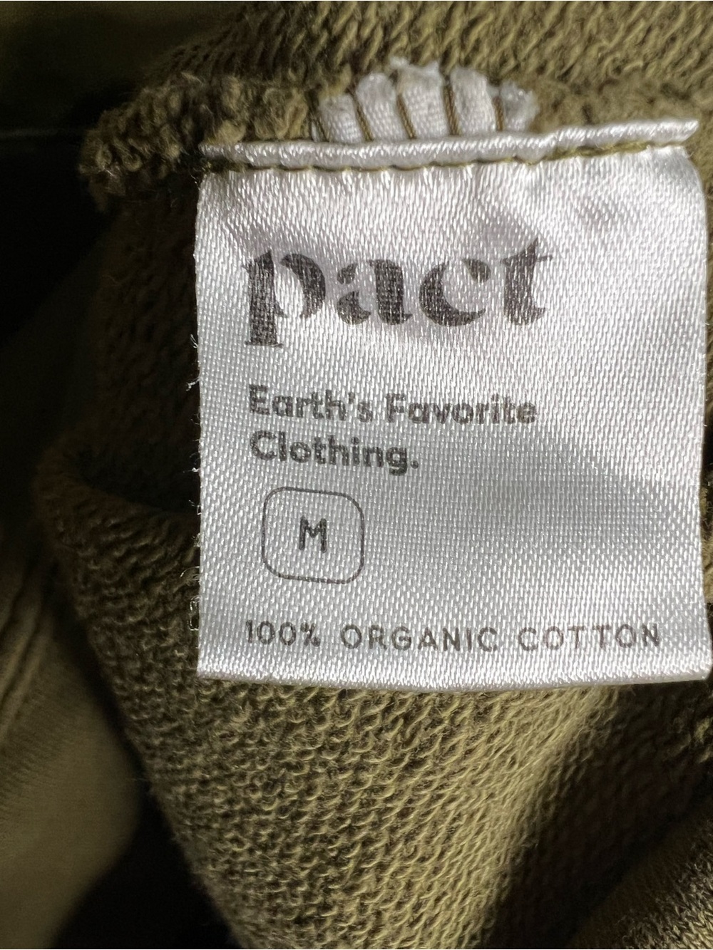 Pact Organic Cotton Cropped Pullover Kangaroo Pocket Olive Green Sweater - Picture 7 of 10
